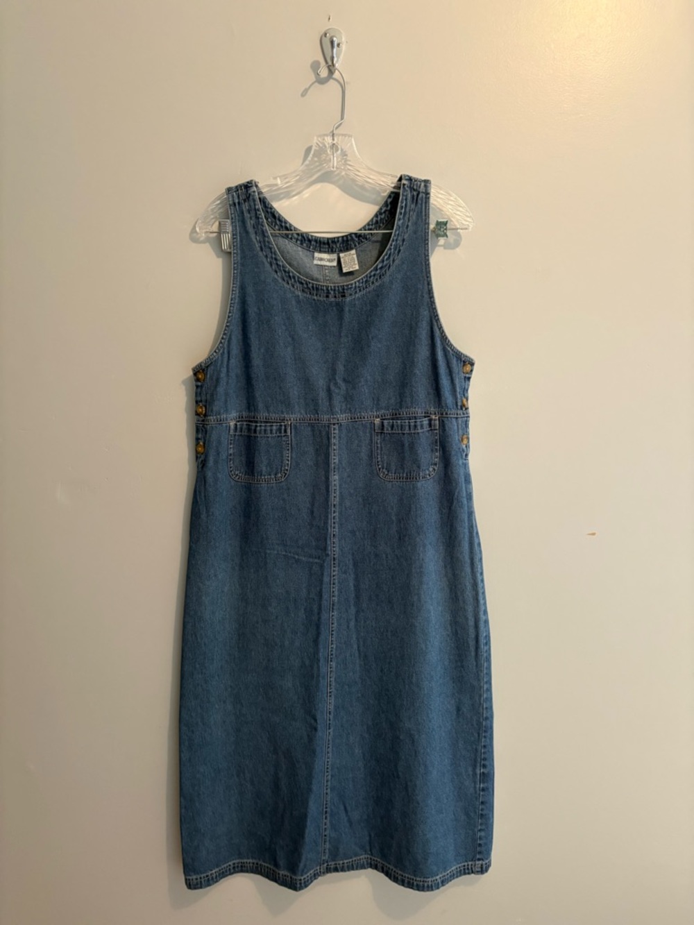 Vintage Cabin Creek Blue Denim Sleeveless Dress Petite Medium 100% Cotton Retro